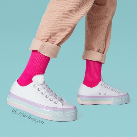 🌈 Converse Pastel Rainbow Platform Sneakers - Picture 8 of 8